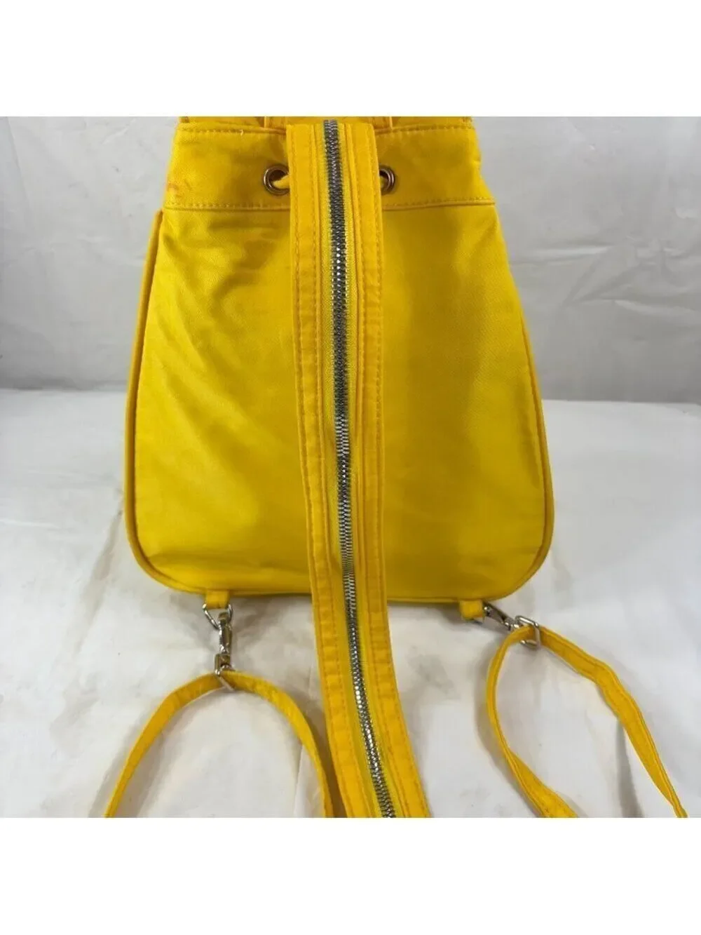 Steve Madden Womens Yellow Mini Nylon Sling Zip Backpack Travel Bag
